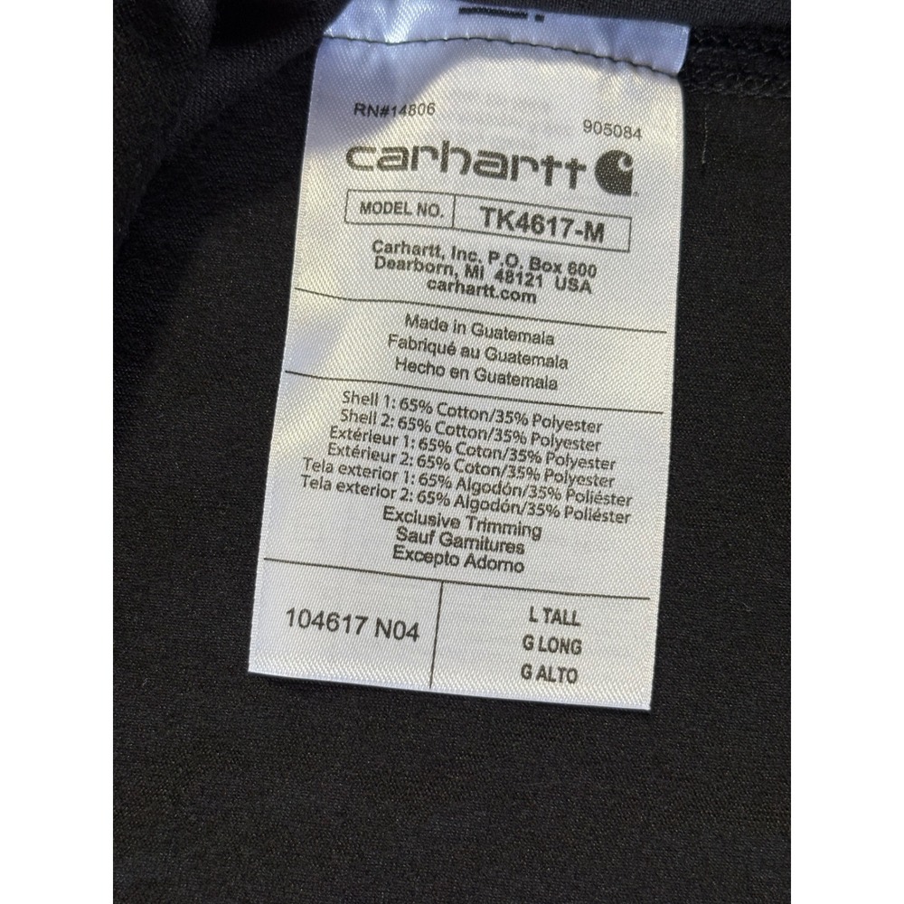 Carhartt Force Relaxed Fit Midweight Long Sleeve Pocket T-Shirt Black L Tall NEW - Picture 4 of 7